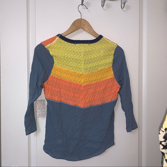 Free People Wash Blue Combo top (women’s size large) - Picture 4 of 4